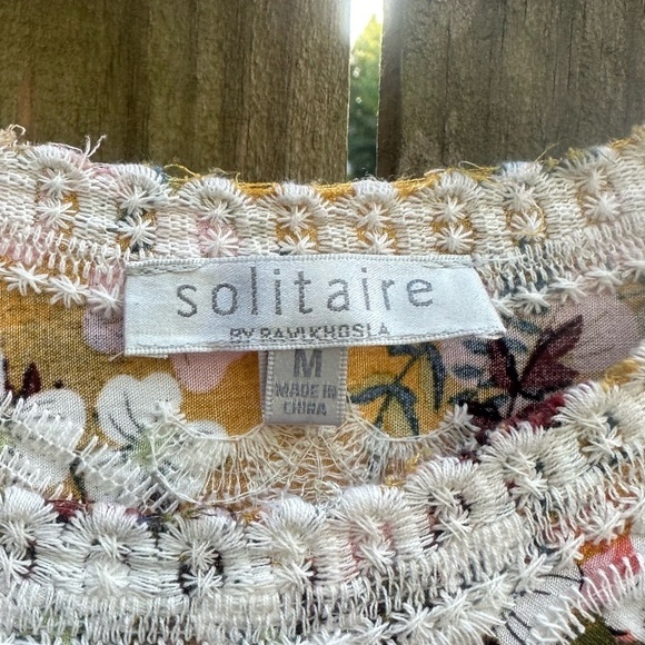 Solitaire by Ravi Kholsa Boho Mustard Yellow Allover Florak Embroidered Blouse - Picture 2 of 7